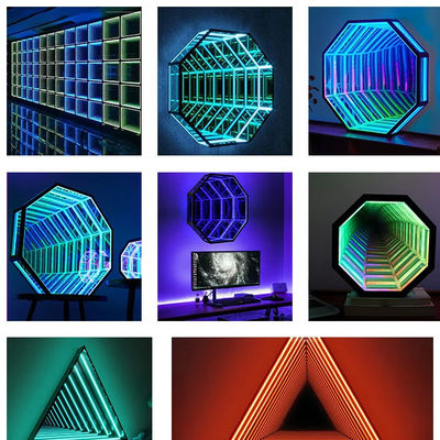 Beli 50000 Jam Kehidupan Cermin Neon Sign Octagon Infinity LED Neon Light pembuatan online