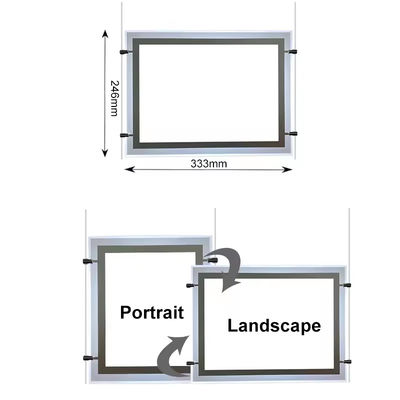 Snap Frame Crystal Light Box Ukuran A4 Kristal Jendela Tampilan Gantung Lightbox