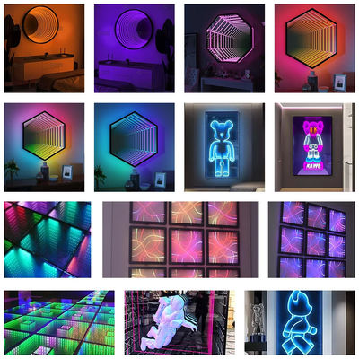 Home Magic Mirror Neon Sign Infinity Neon Led Rgb Signboard 3D Kaca Neon Sign