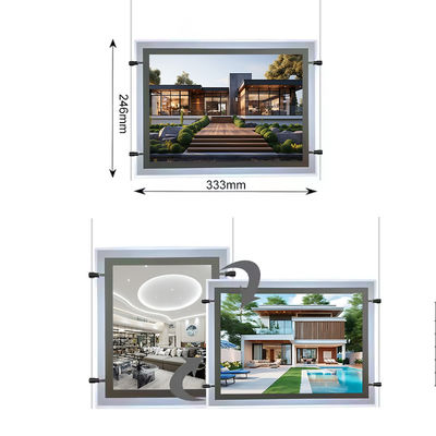 Pemandangan Pameran Ultra Slim A4 Light Box Backlit Acrylic Panel Display Crystal Light Box dengan Input Voltage DC12V DC24V