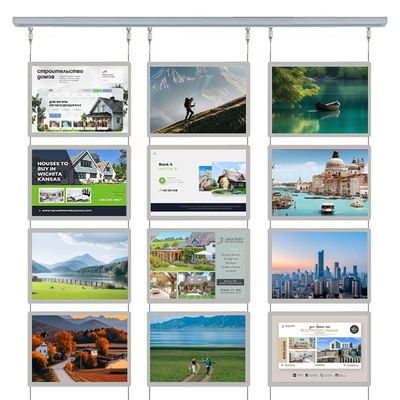 Kotak Cahaya Kristal Gantung Horizontal 210 X 297mm Panel Tampilan Papan Tanda LED Ringan