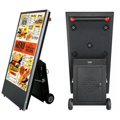 High Brightness 2500cd IP65 Waterproof Foldable with Wheels Digital Signage Display and Interactive Kiosk