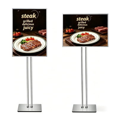 Floor Standing LED Light Box with Adjustable Poster Stand Multi-Angle Adjustment and Dual Power Supply